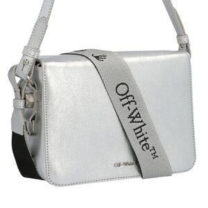Silver Crossbody Bag with Logo Strap